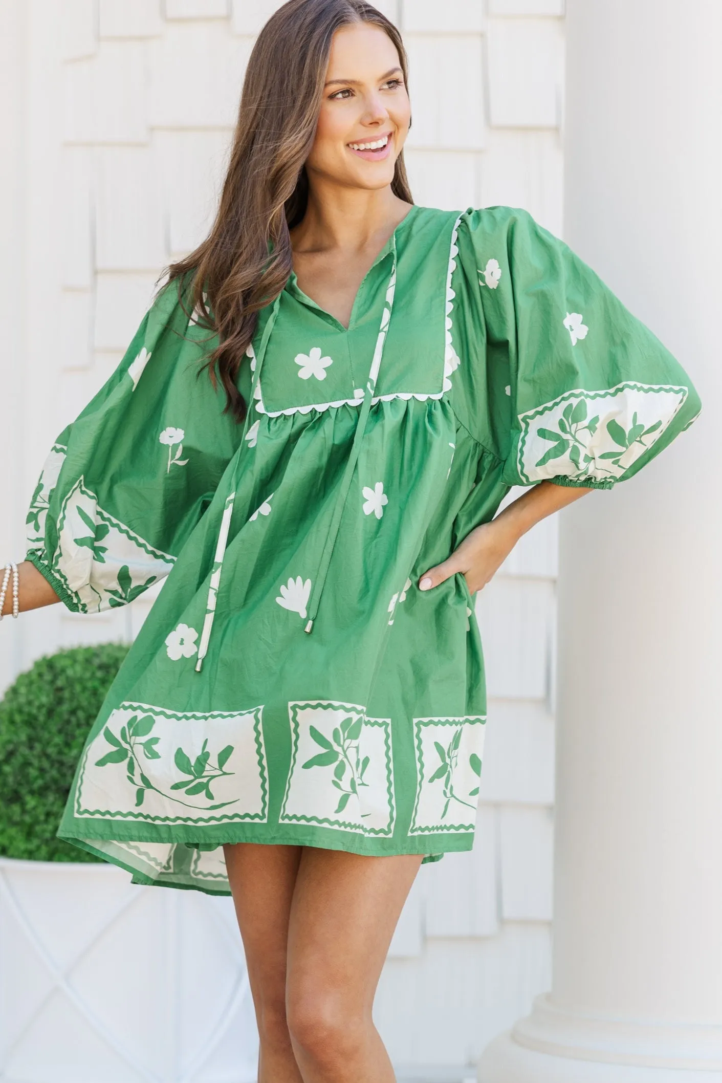 Find You Well Green Floral Babydoll Dress