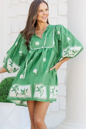 Find You Well Green Floral Babydoll Dress