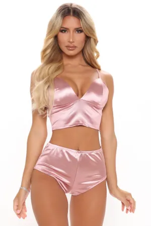 Flirty Bliss Satin Crop Top & High Waist Lounge Shorts Set