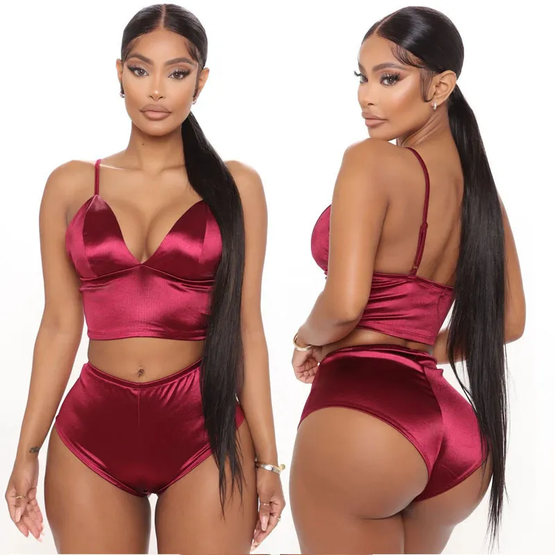 Flirty Bliss Satin Crop Top & High Waist Lounge Shorts Set