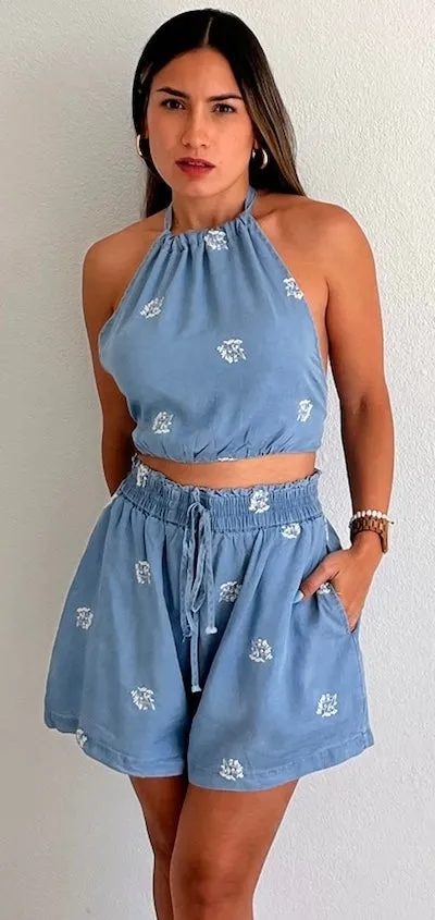 Flirty Daydreamer Denim Two-Piece Set