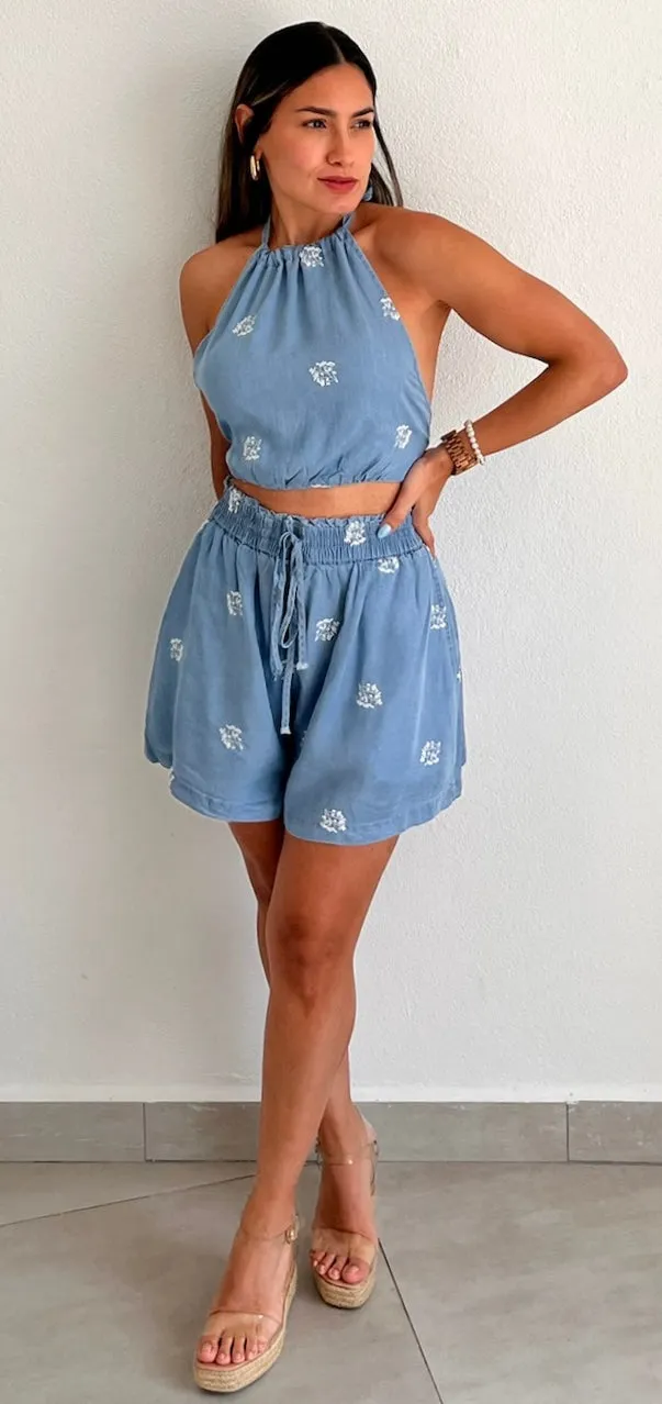 Flirty Daydreamer Denim Two-Piece Set