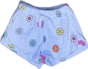 FLOWERS BY ZOE- White Allover Daisy Shorts