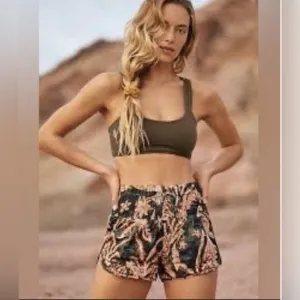 FREE PEOPLE Movement The Way Home Printed Shorts in Black Combo Sz S
