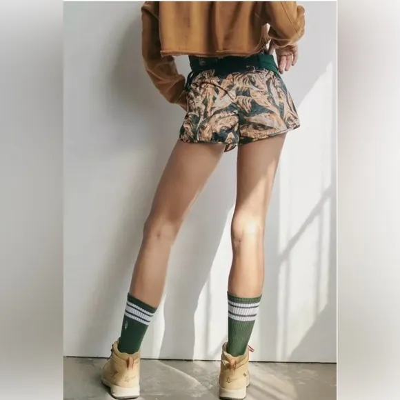 FREE PEOPLE Movement The Way Home Printed Shorts in Black Combo Sz S