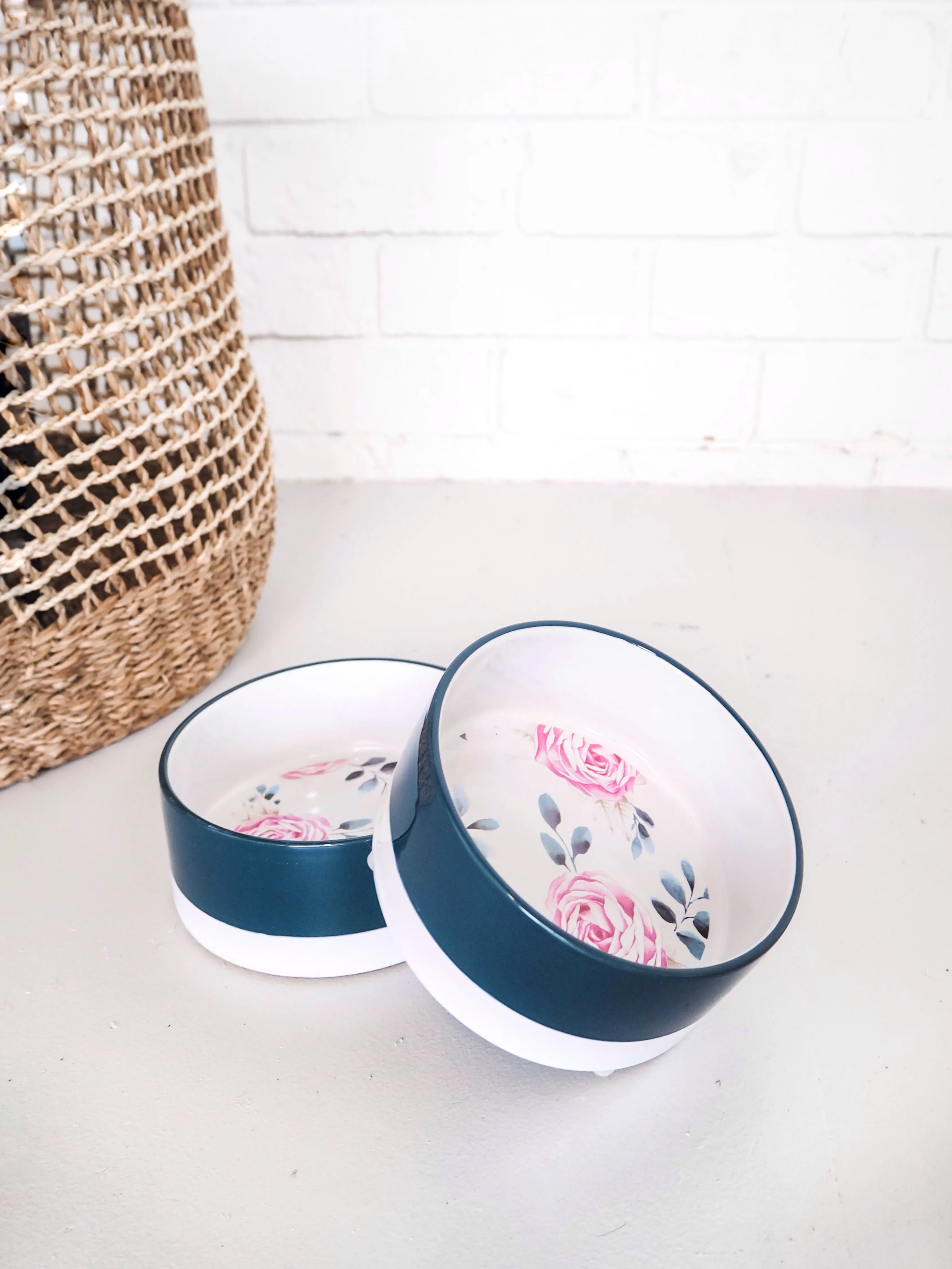 Fresh Blooms Ceramic Dog Bowl