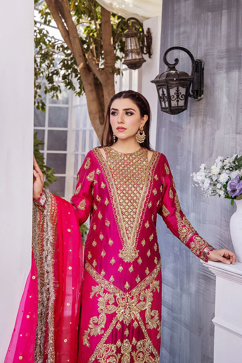 Fuchsia Pink Hand Embellished Elegant Pakistani Wedding Dress