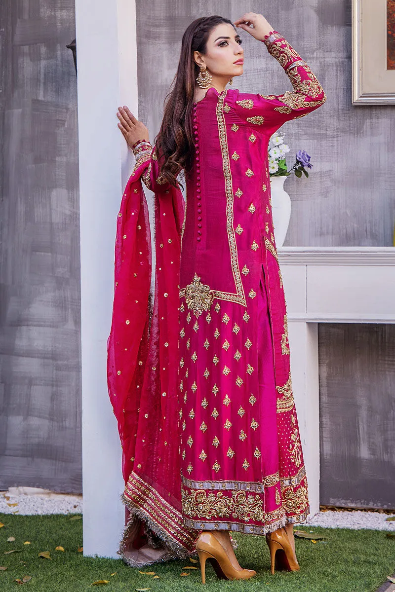 Fuchsia Pink Hand Embellished Elegant Pakistani Wedding Dress