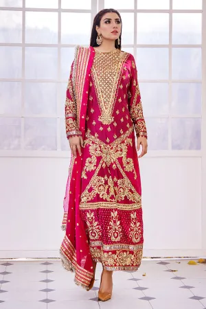 Fuchsia Pink Hand Embellished Elegant Pakistani Wedding Dress