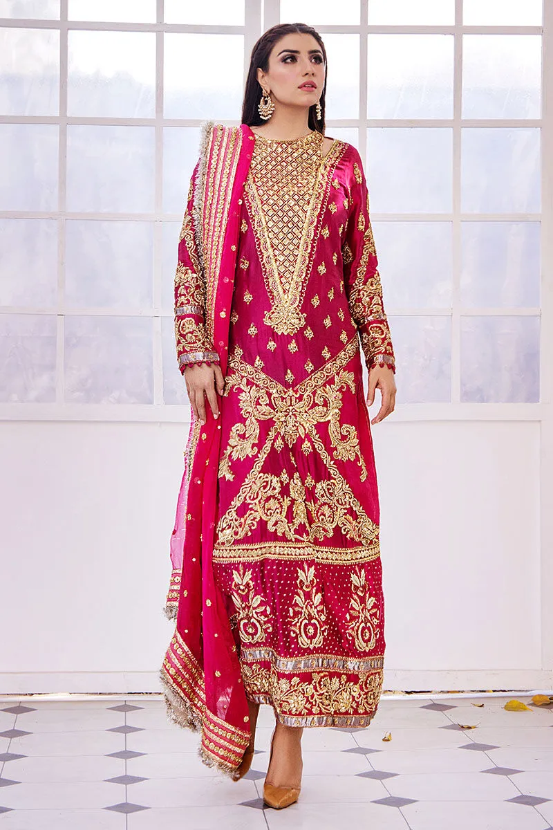 Fuchsia Pink Hand Embellished Elegant Pakistani Wedding Dress