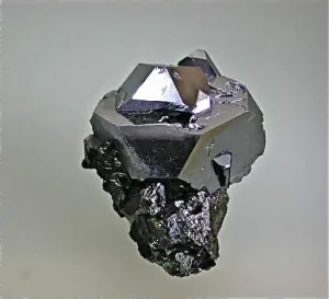 Galena on Sphalerite, Gjudurska Mine, Zlatograd District, Smolyan Oblast, Bulgaria Miniature 1.7 x 3 x 3.5 cm $45. Online 6/16. SOLD.