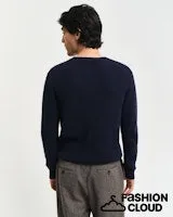 Gant Mens Textured crewneck -  Evening Blue