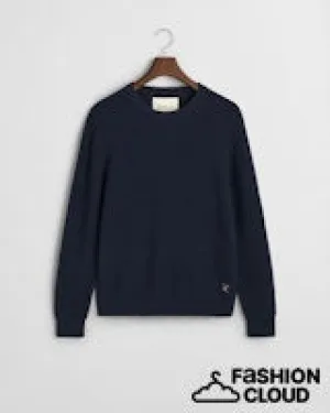 Gant Mens Textured crewneck -  Evening Blue