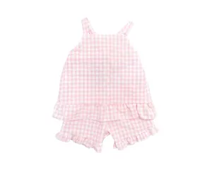 Girls Pink Seersucker Short Set