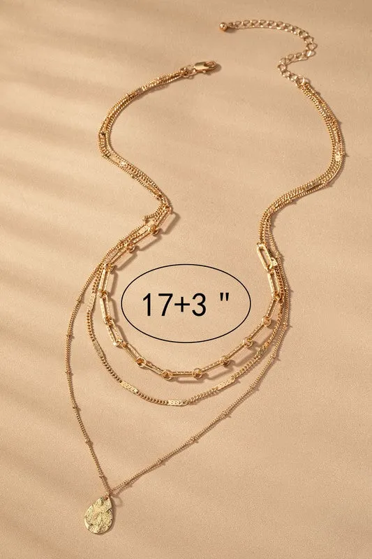 Gold Teardrop Layered Necklace