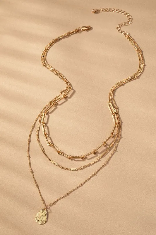 Gold Teardrop Layered Necklace