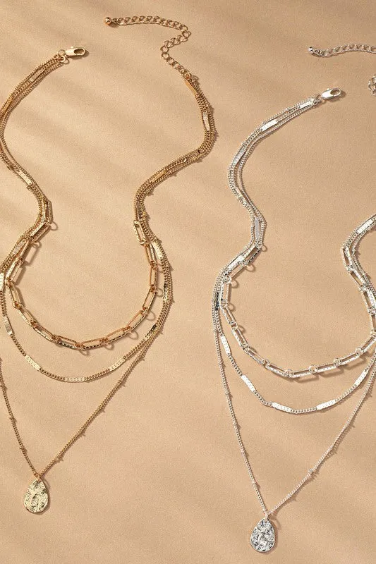 Gold Teardrop Layered Necklace