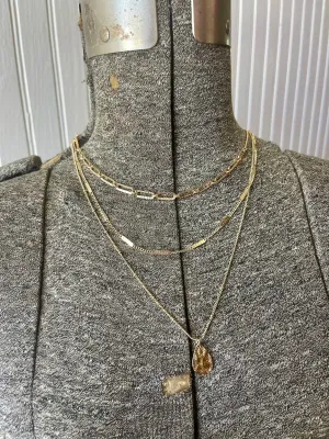 Gold Teardrop Layered Necklace