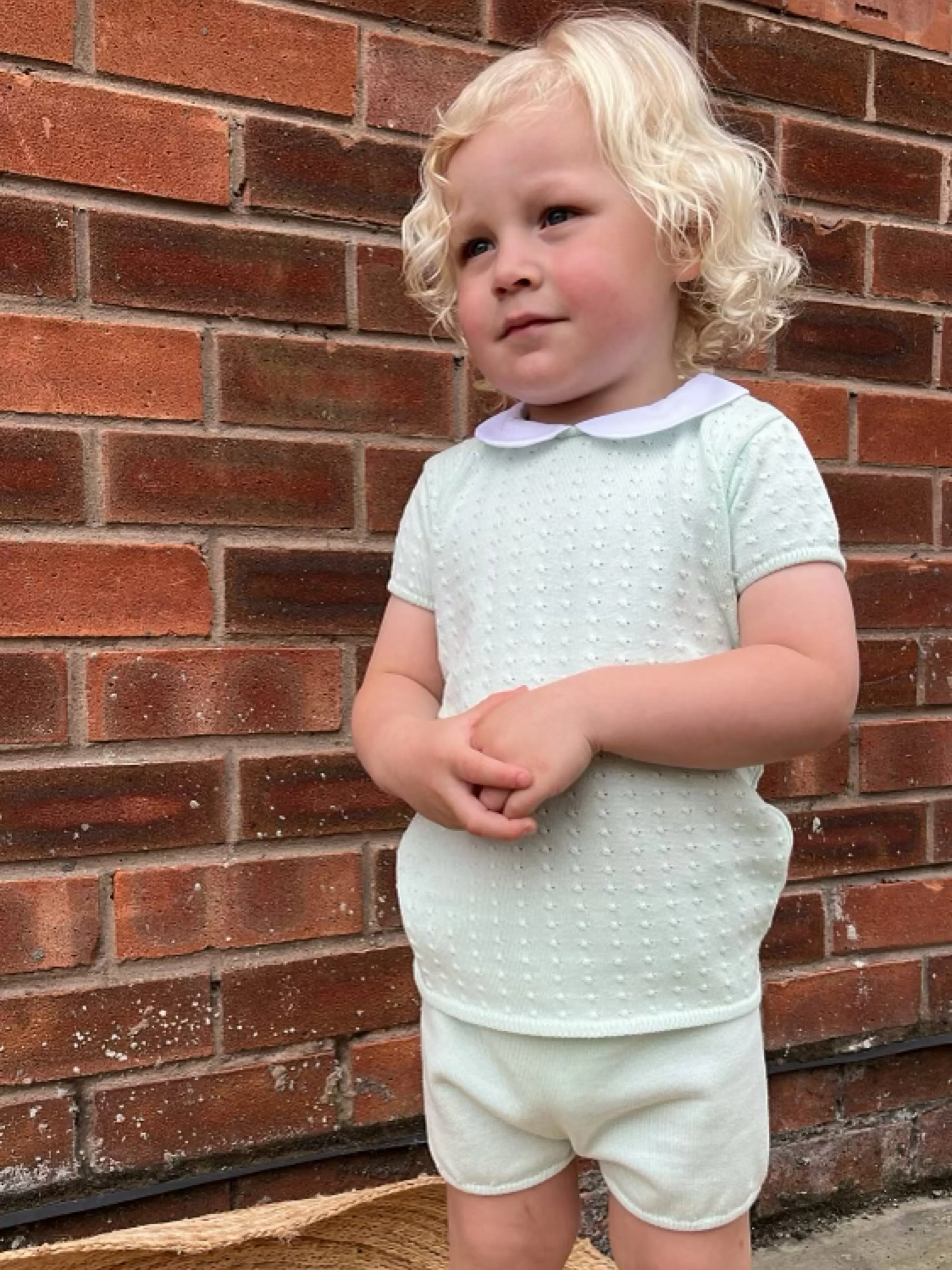 Granlei mint green peter pan collar short suit