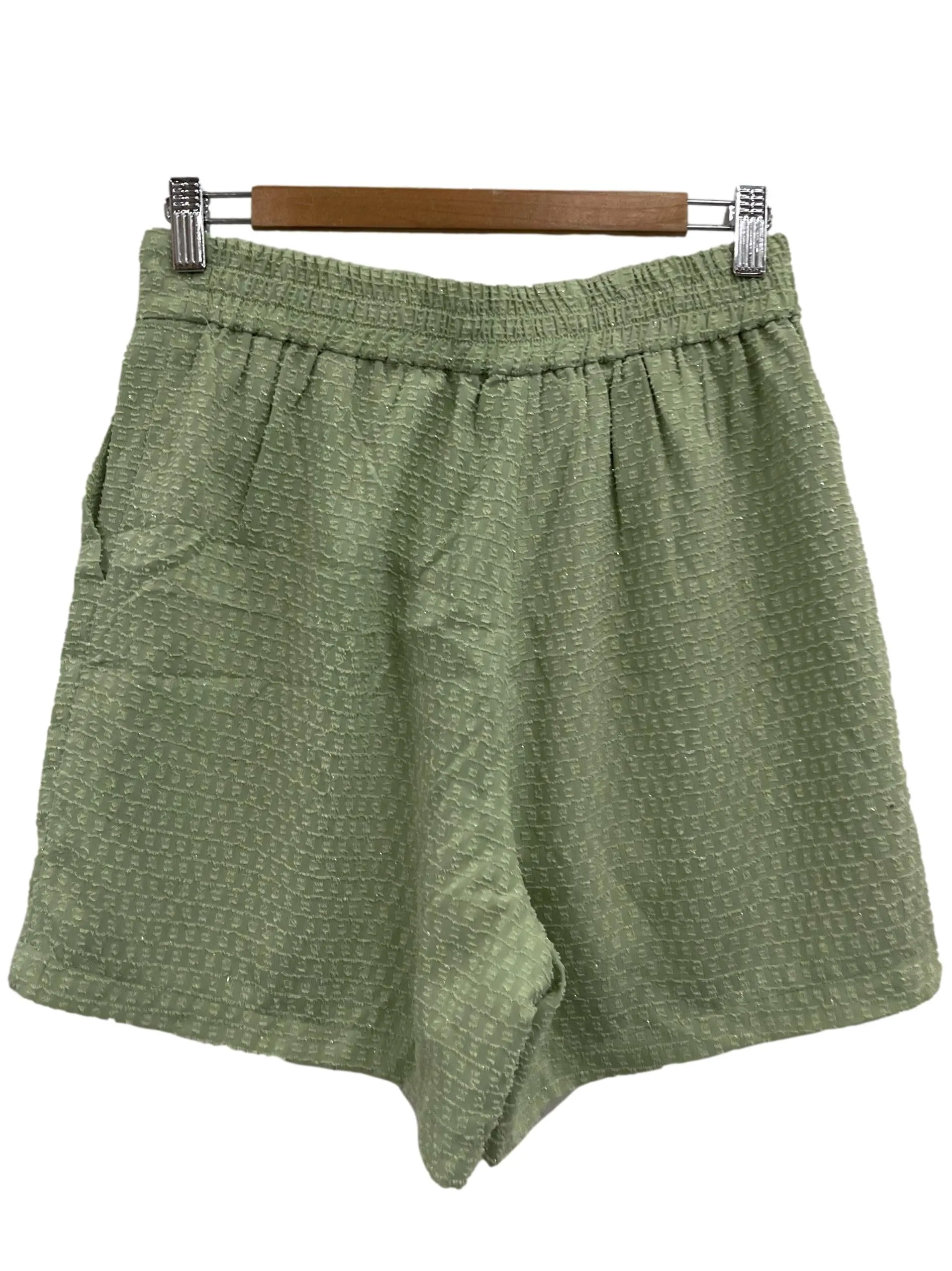 Green Textured Shorts