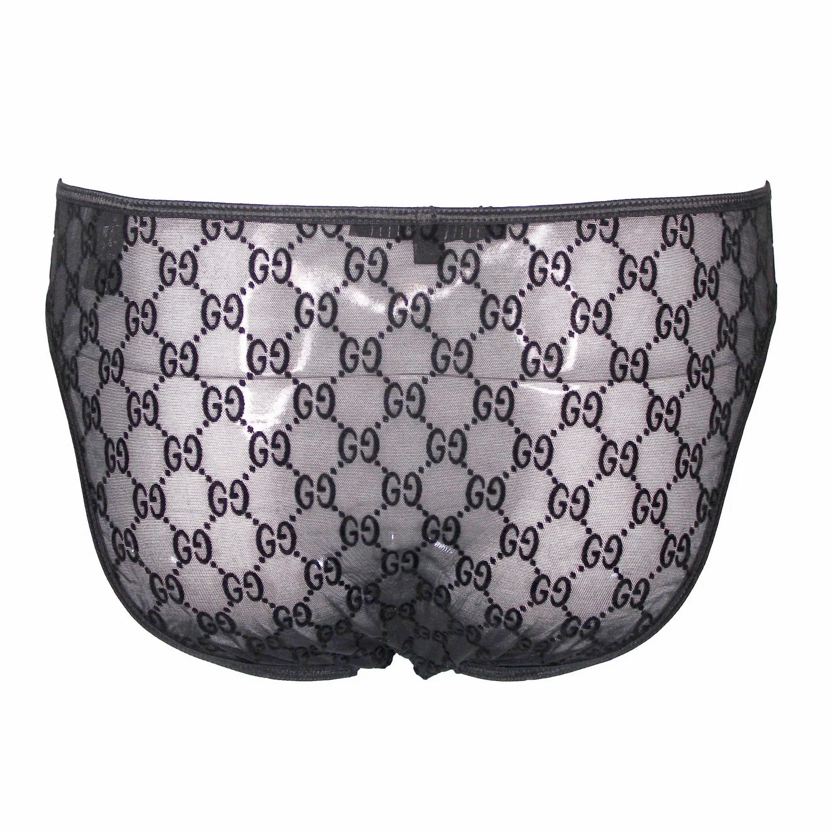 Gucci Black, Sheer Monogrammed Mesh Briefs, SS98, Size L