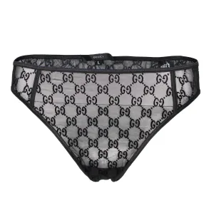 Gucci Black, Sheer Monogrammed Mesh Briefs, SS98, Size L