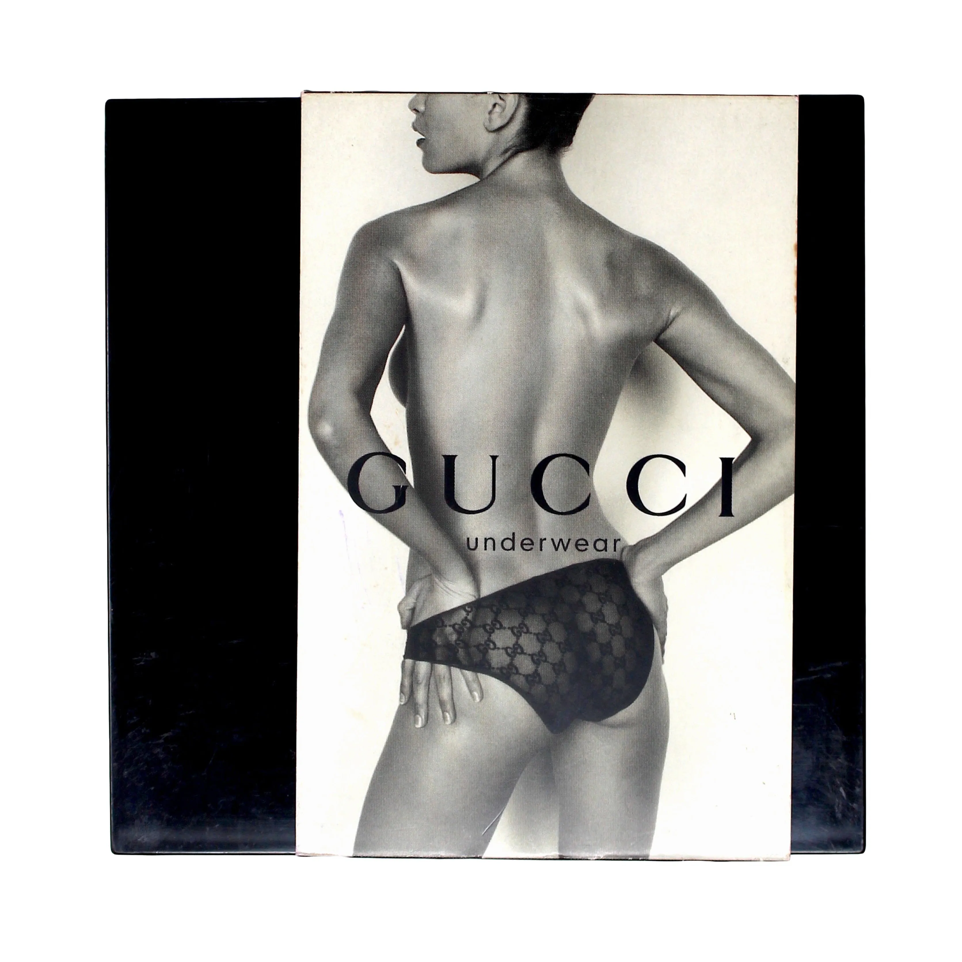 Gucci Black, Sheer Monogrammed Mesh Briefs, SS98, Size L