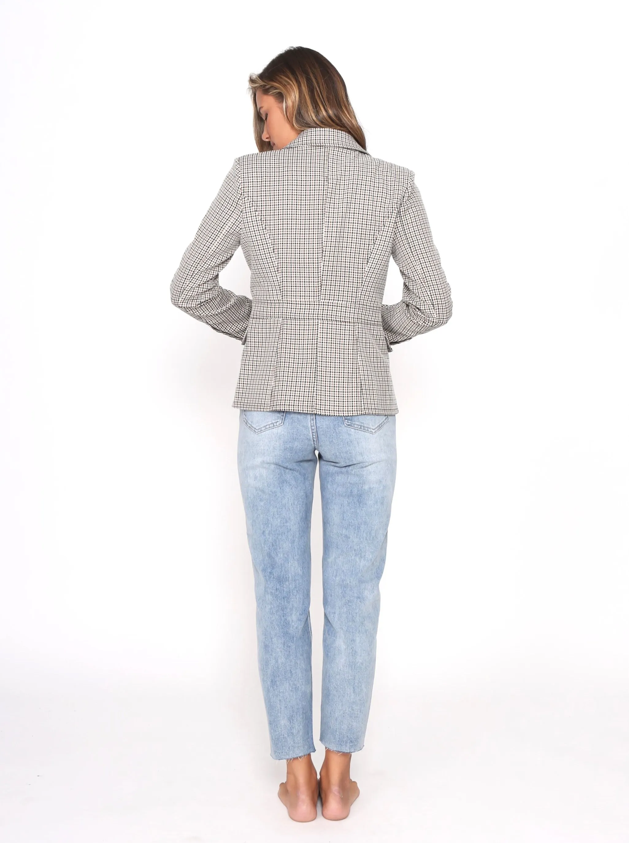 Hayden Fitted Blazer - Sandstone Check