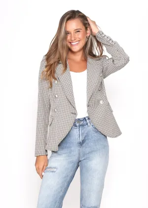 Hayden Fitted Blazer - Sandstone Check