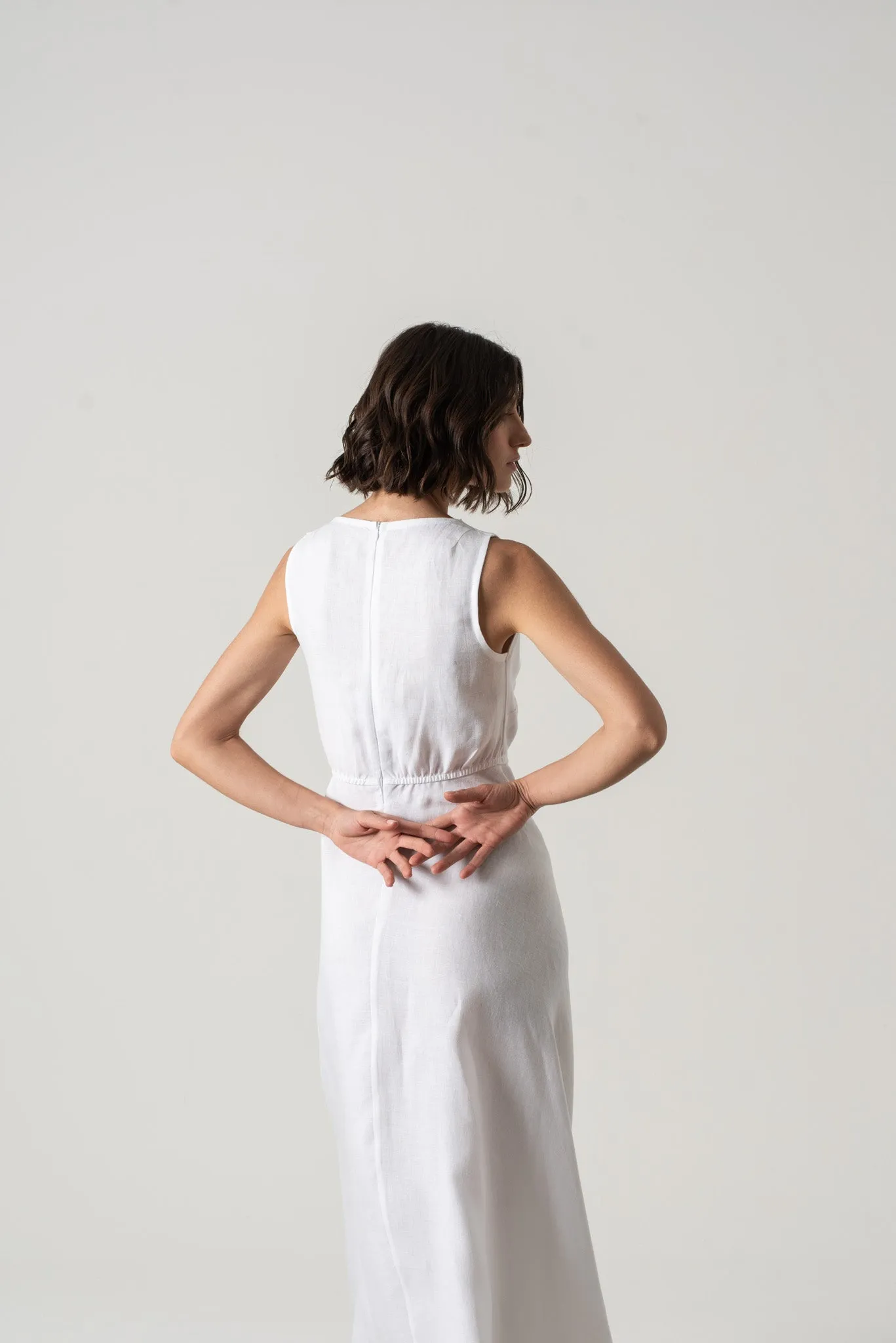 Hemming Midi Dress White