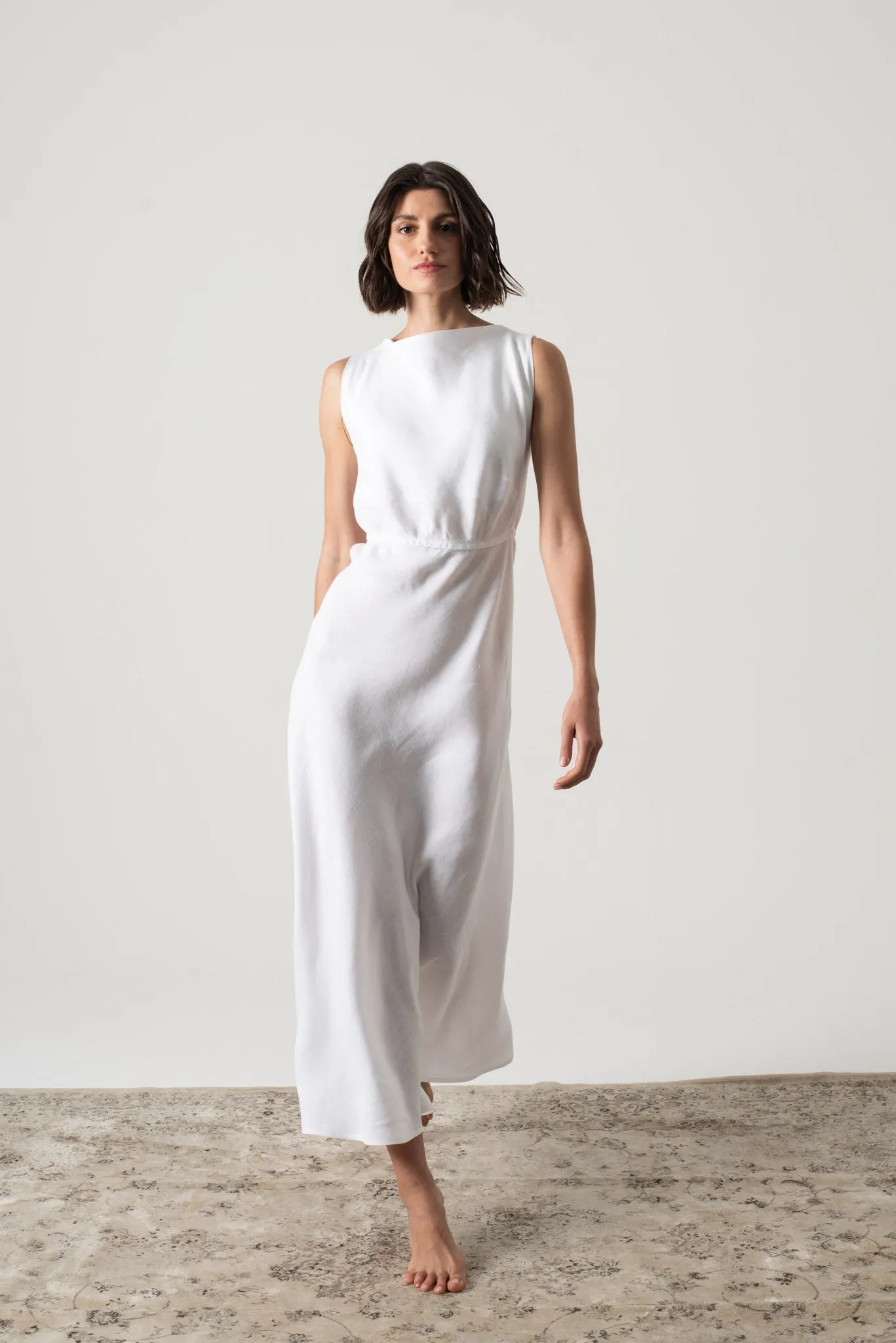 Hemming Midi Dress White
