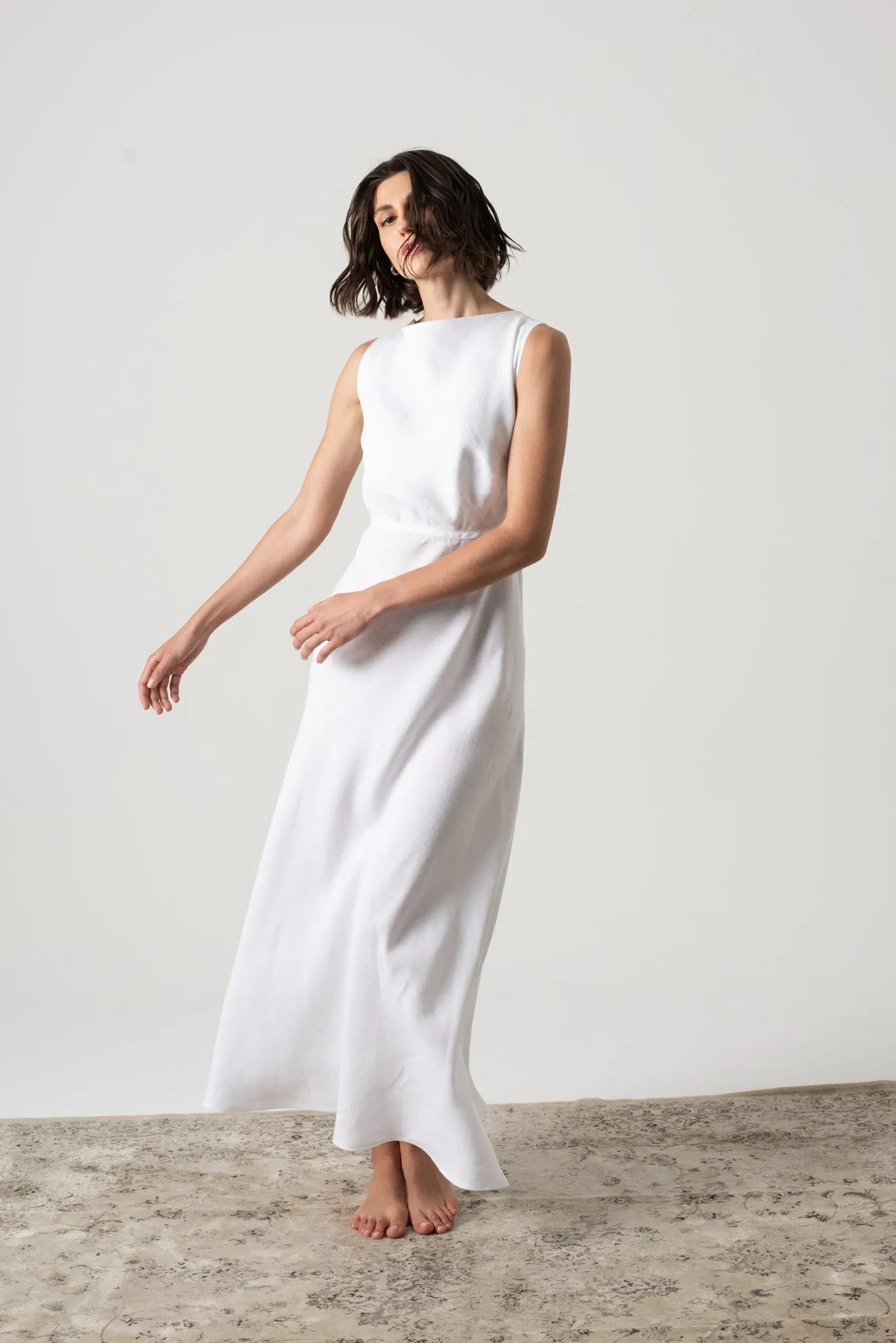 Hemming Midi Dress White