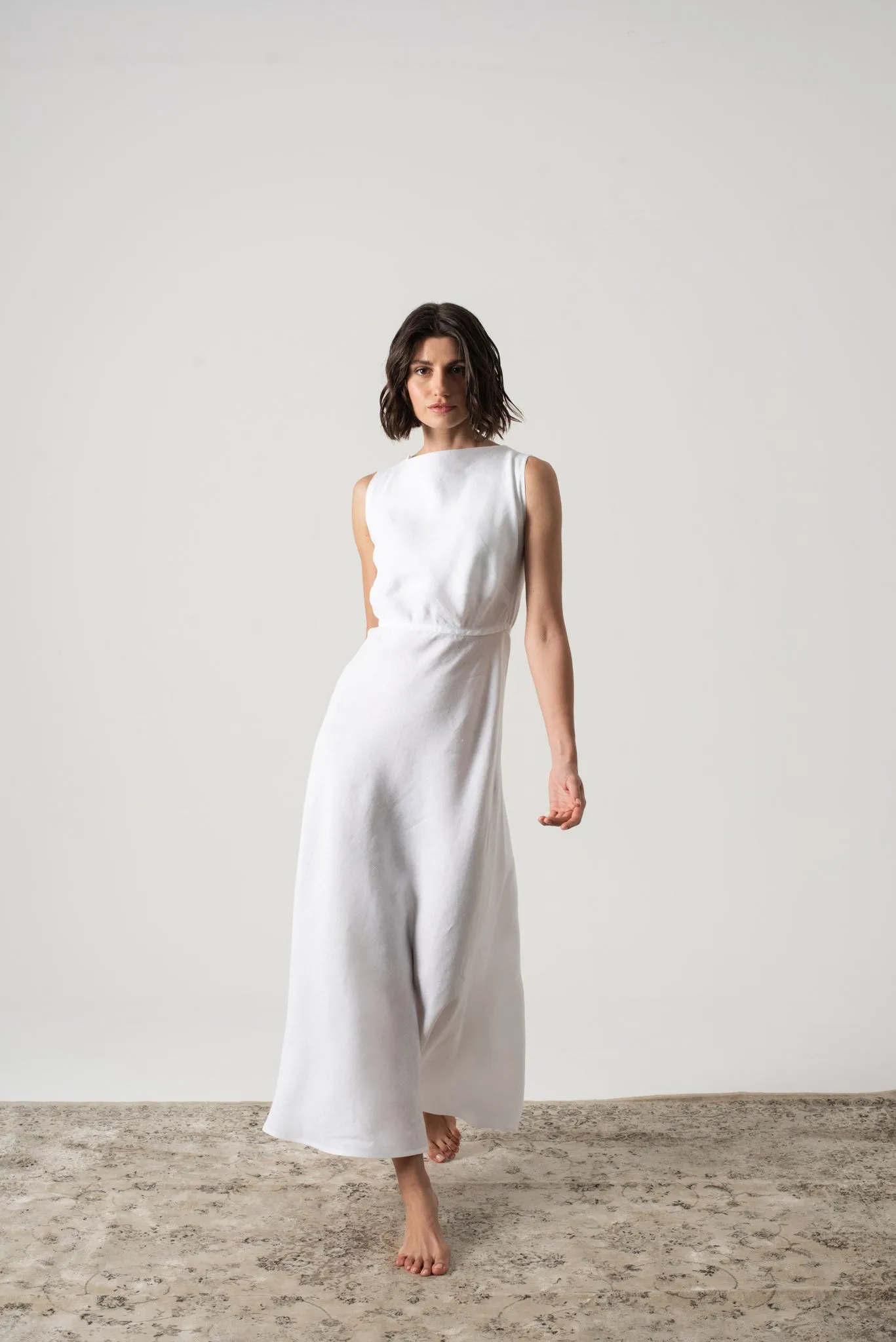 Hemming Midi Dress White