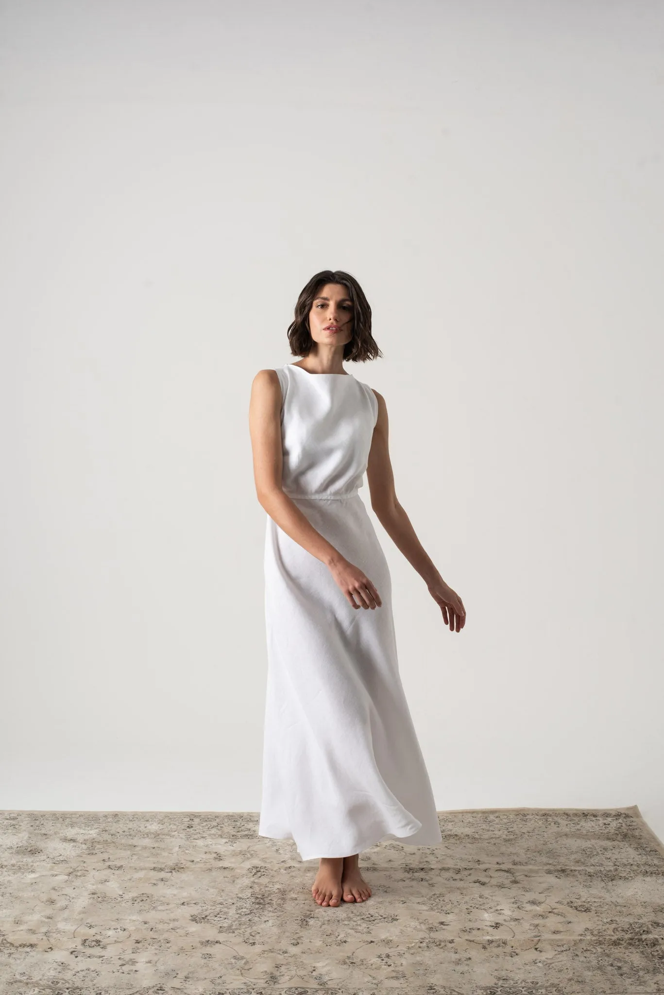 Hemming Midi Dress White