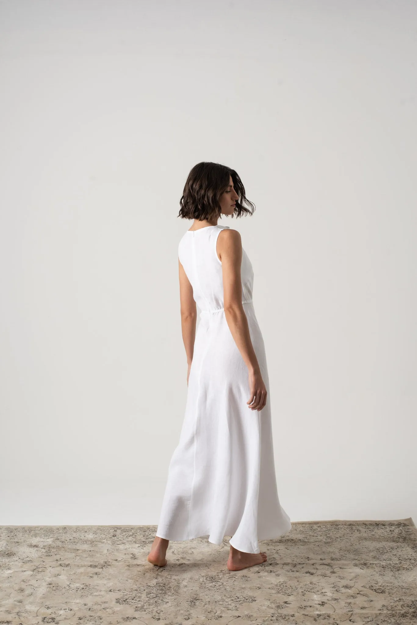 Hemming Midi Dress White