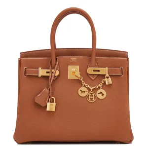 Hermes Gold Togo Camel Tan 30cm Birkin Gold Hardware