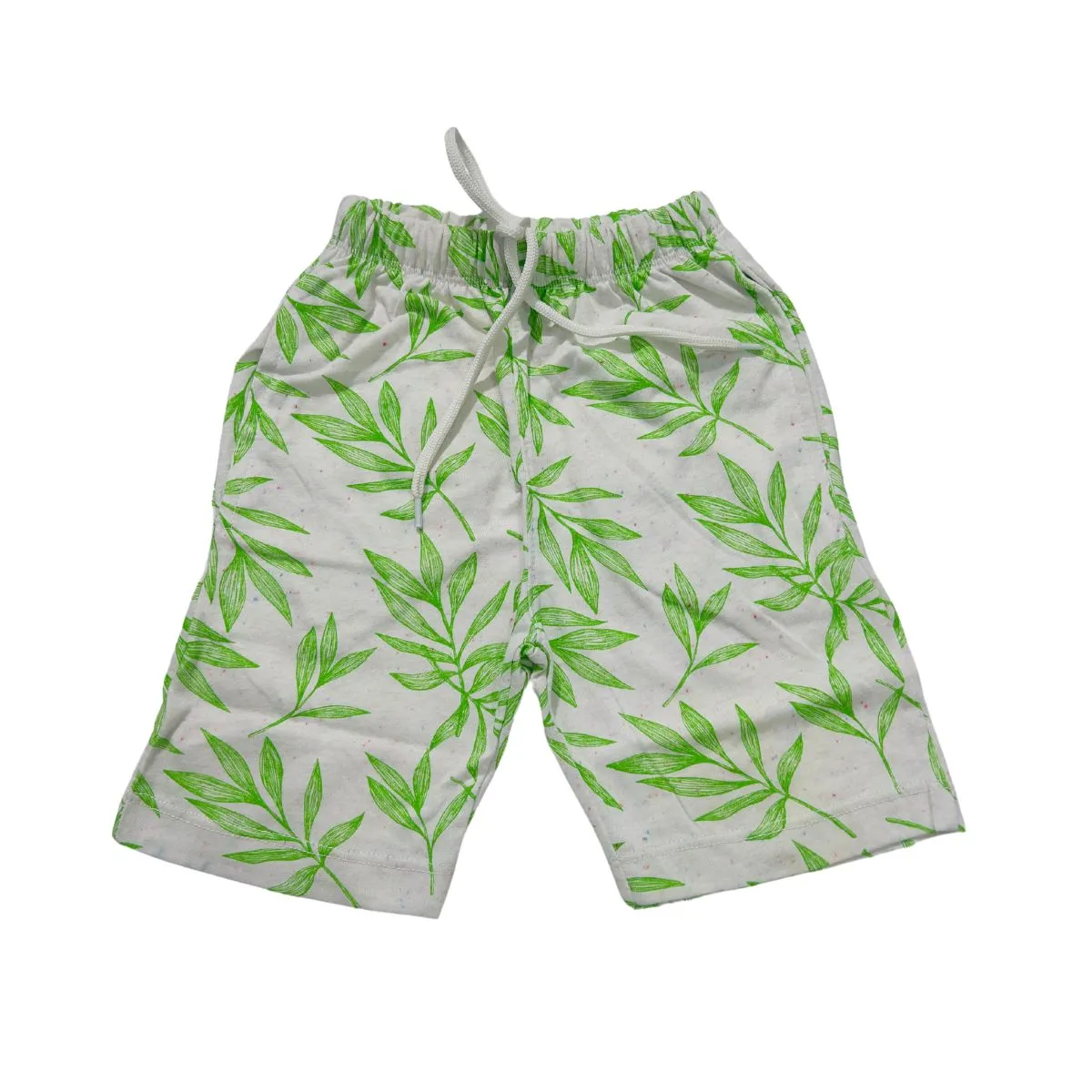 HG Boy's All Over Leaf Printed Two Quarter Shorts - Off White