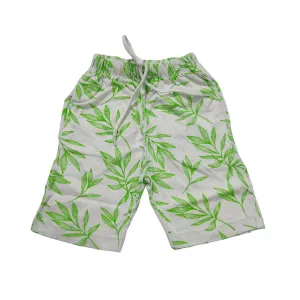 HG Boy's All Over Leaf Printed Two Quarter Shorts - Off White