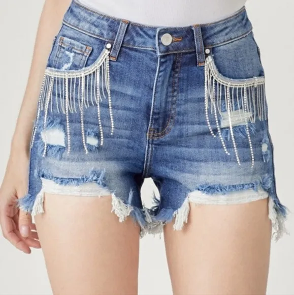 HIGH RISE RHINESTONE SHORTS Risen