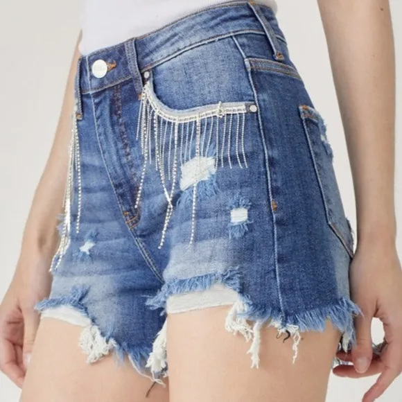 HIGH RISE RHINESTONE SHORTS Risen