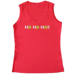 HO HO HO!! Ladies Pickleball Christmas Sleeveless Tank - Performance Dri-Fit