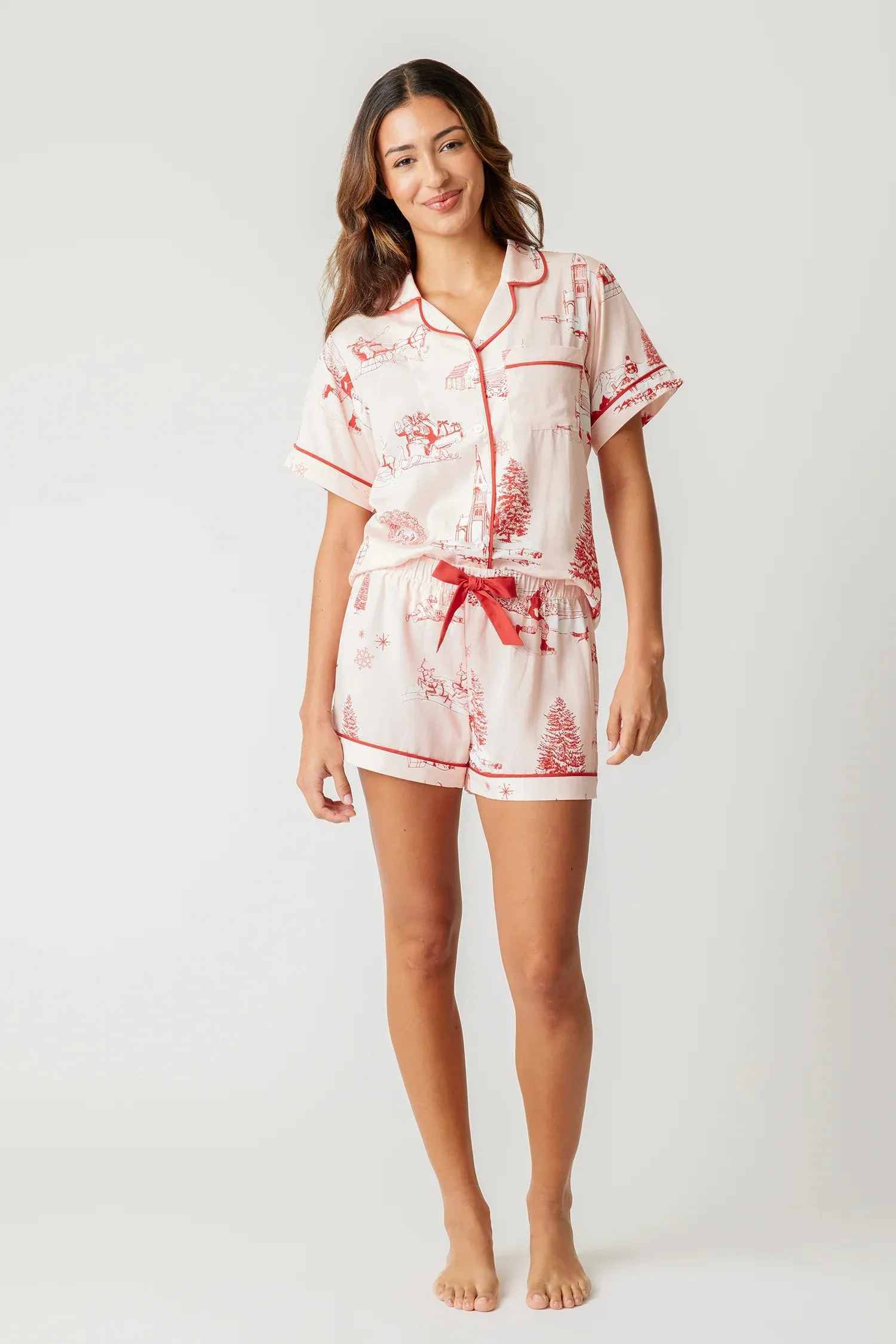 HOLIDAY TOILE PAJAMA SHORTS SET