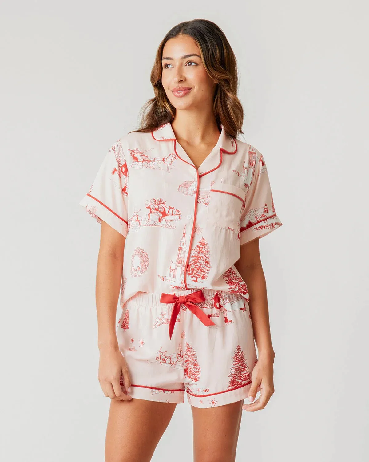 HOLIDAY TOILE PAJAMA SHORTS SET