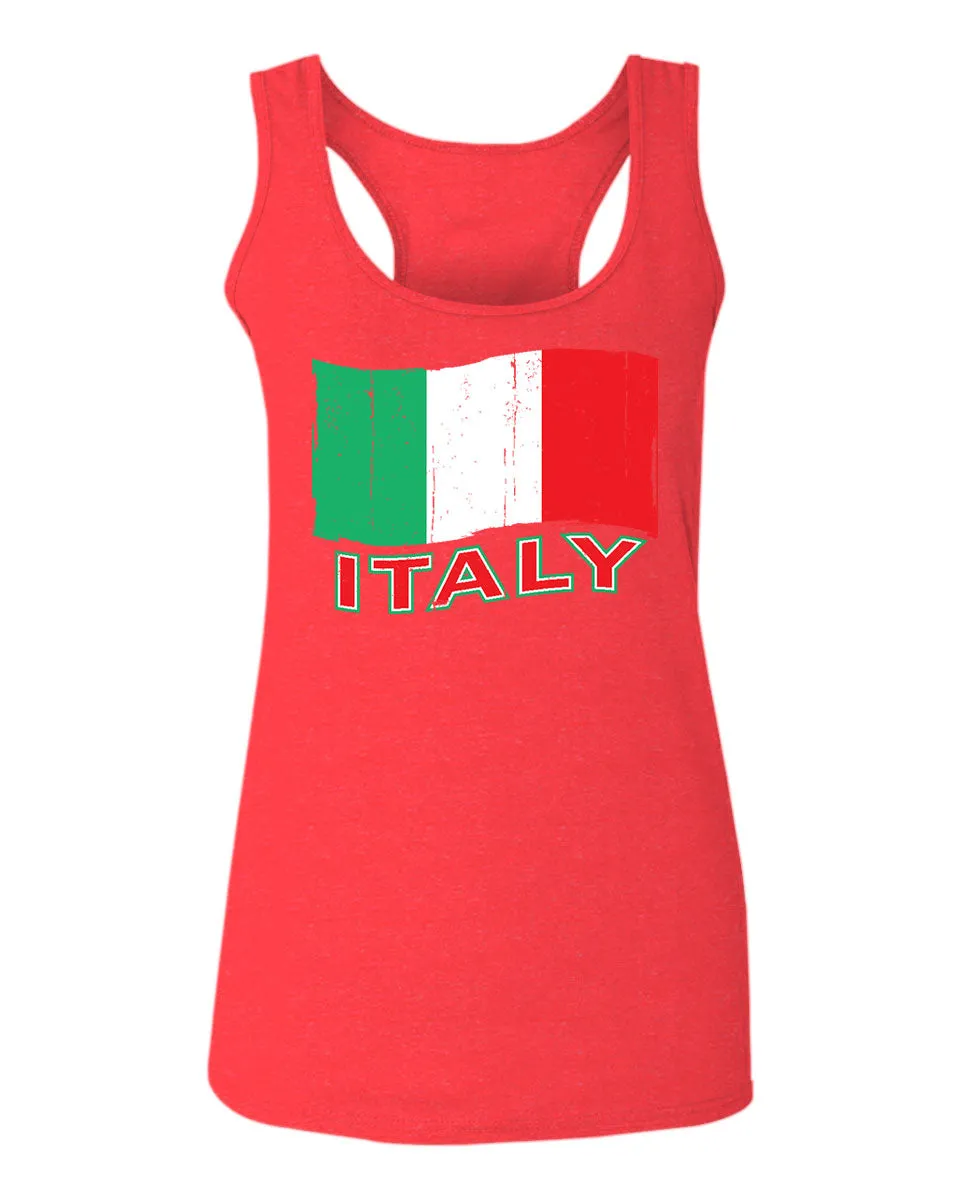 Italia Distressed Italy Flag Italian National Flag Vintage  women's Tank Top sleeveless Racerback
