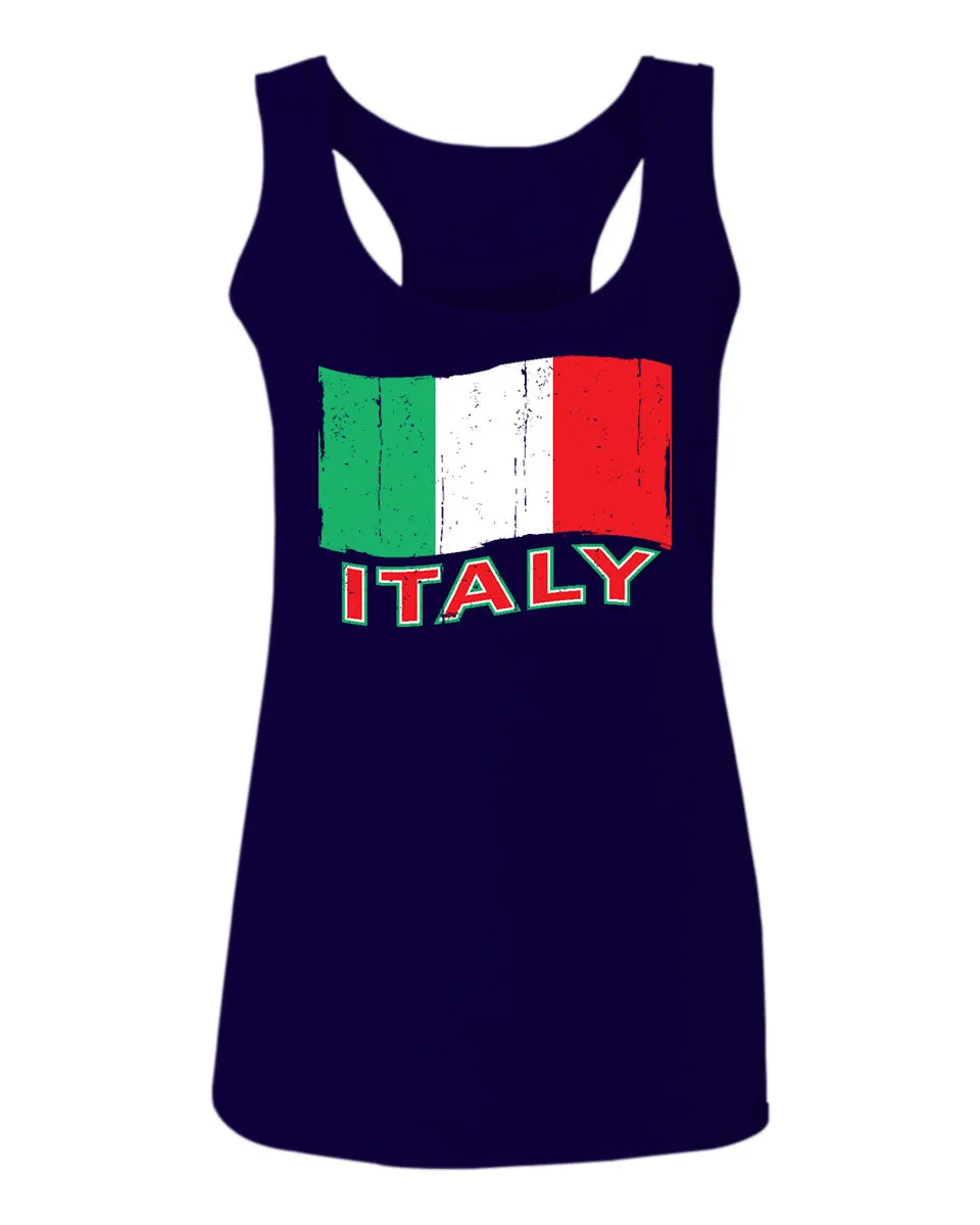Italia Distressed Italy Flag Italian National Flag Vintage  women's Tank Top sleeveless Racerback