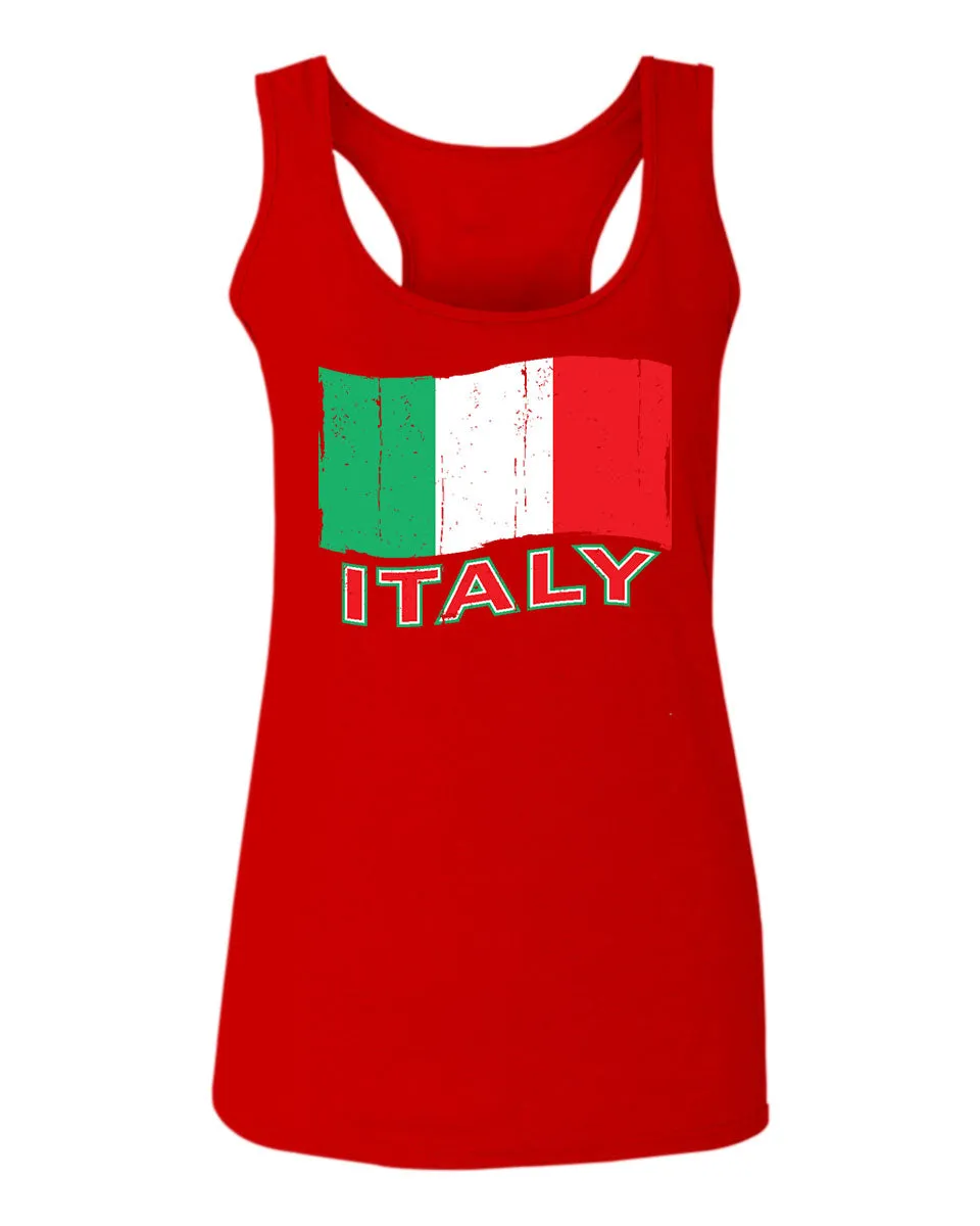 Italia Distressed Italy Flag Italian National Flag Vintage  women's Tank Top sleeveless Racerback