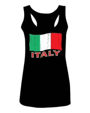 Italia Distressed Italy Flag Italian National Flag Vintage  women's Tank Top sleeveless Racerback