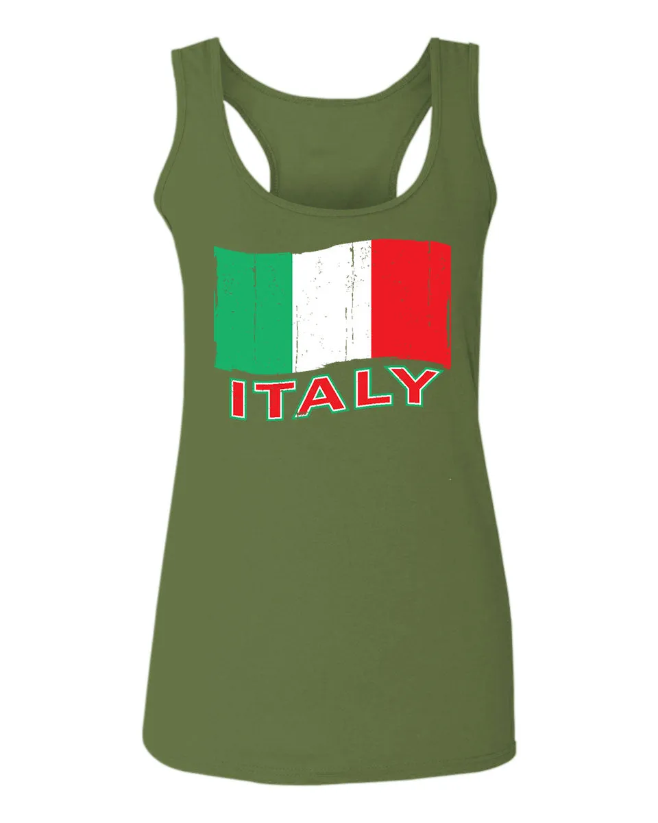 Italia Distressed Italy Flag Italian National Flag Vintage  women's Tank Top sleeveless Racerback