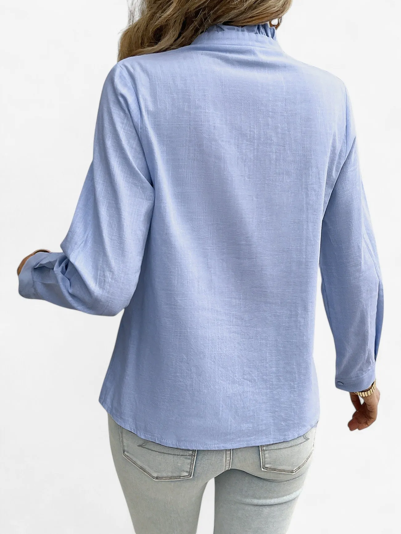 Jada | Women’s Ruffle Button Down Long Sleeve Blouse