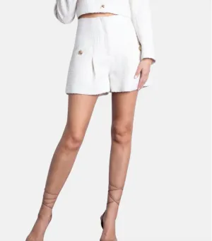 Julia Tweed Shorts In Winter White